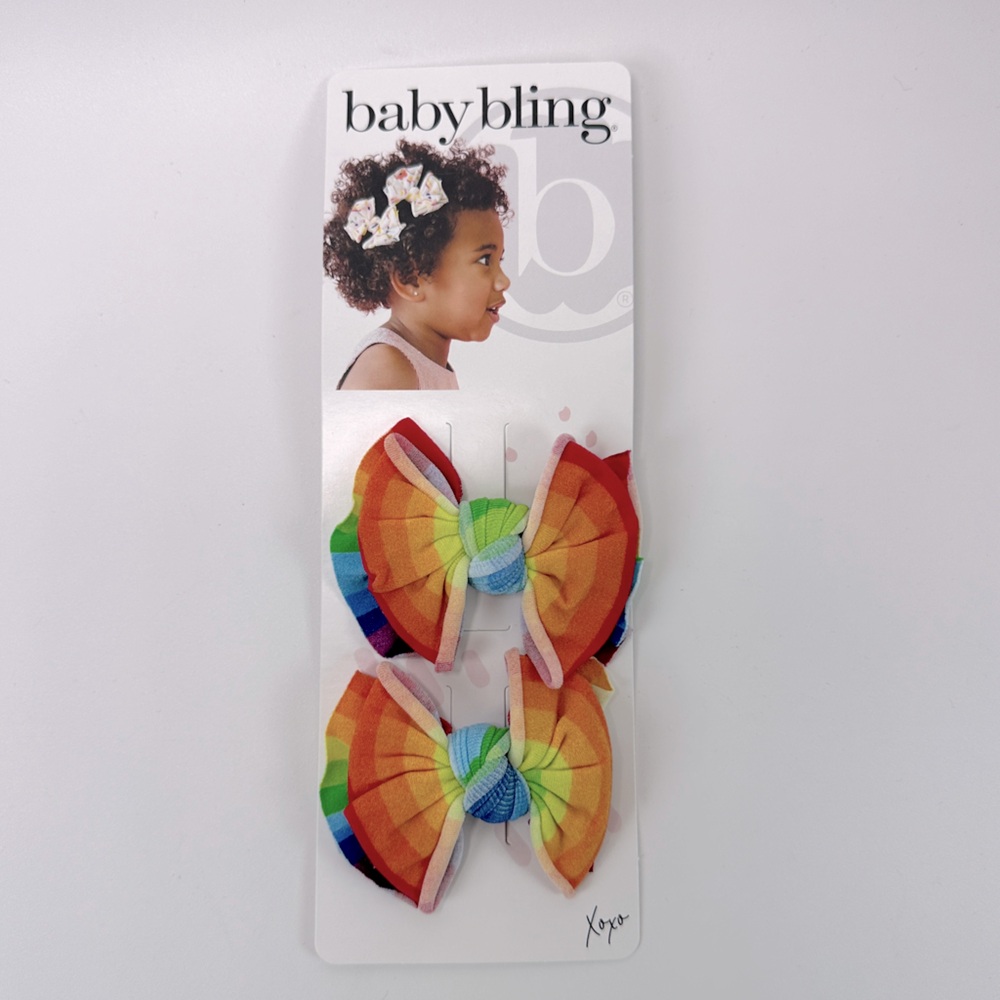 Baby Bling Set Pair of 2 Rainbow Mini Knot Bow Clips Small Shop‎